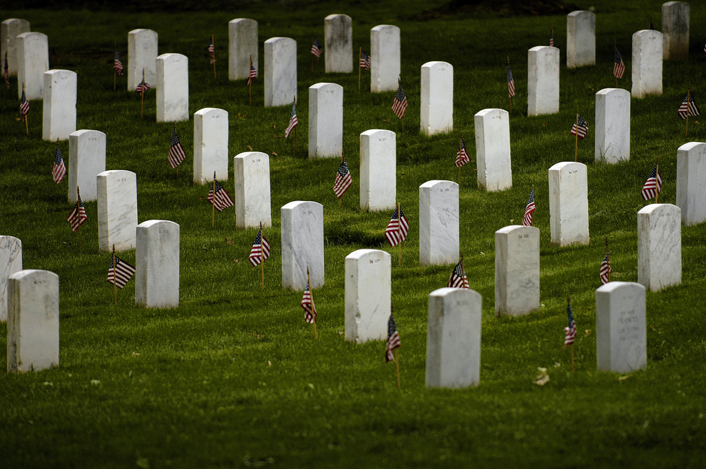Flags at Arlington National Cemetery.