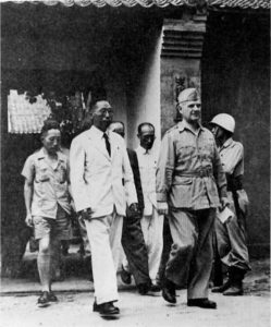 OSS Director William Donovan with Kim Ku, president of the Korean Provisional Government, in Xian, China in August 1945