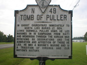 Tomb of Puller Virginia Historic Marker